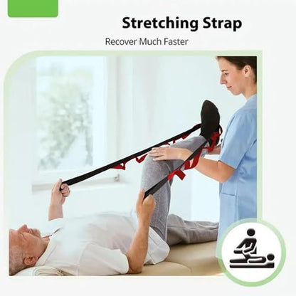 10 Loops Stretching Strap Yoga Strap for Home Workout, Exercise, Pilates and Gymnastics, Non-Elastic Stretch Bands for Women & Men - color: Black+Red