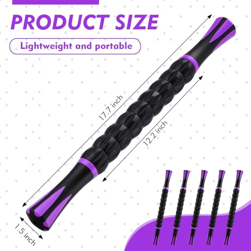 Soulchen 10 PCS Muscle Roller Stick Set - Body Massage Stick Reduce Muscle Soreness Tightness Leg Cramps for Athletes Physical Therapy and Recovery, Purple