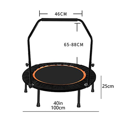 Replacement Trampoline Pad Outdoor Fitness Trampoline with Adjustable Handle,Mute Foldable Trampoline Mini Exercise Rebounder for Adults Kids Indoor/Garden Workout Equipment,Maximum Load 200Kg