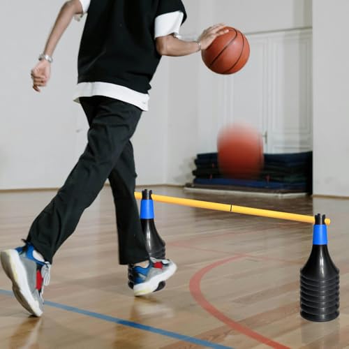 TNZMART Multifunctional Hurdles Agility Poles Basketball Practice Cones for Sports Soccer Football Training