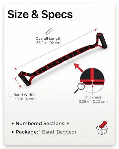 Fitness Resistance Bands with Handles, 2026 Upgrade Yoga Stretch Belt Band for Exercise, Numbered Elastic Fashion Puller for Women, Stretchy, Legs, Glute, Workout, Hip, Body Stretcher - color: Red