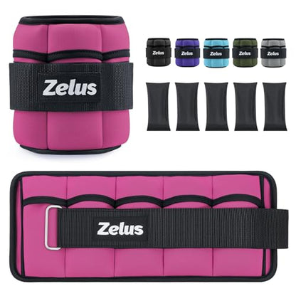 ZELUS 1 Pair Adjustable Ankle Weights, 2 4 6 8 10 lb Modularized Leg Weight Straps for Women Men, Weighted Ankle Weight Set with Removable Sandbags, 1-5 lb per Ankle Strap for Gym Yoga Jogging Walking