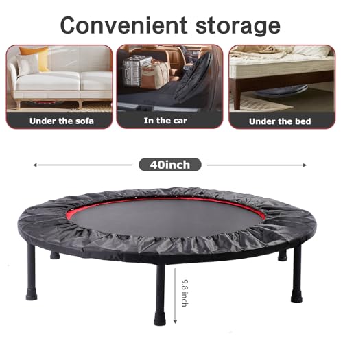 Rebounder Trampoline for Adults, 40"/50" Foldable Spring Fitness Trampoline - 450 lbs Capacity, Quiet & Stable Indoor/Outdoor Exercise Equipment for Cardio Workout - size: 40 IN