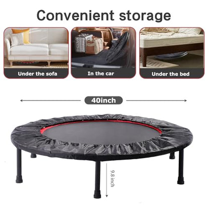 Rebounder Trampoline for Adults, 40"/50" Foldable Spring Fitness Trampoline - 450 lbs Capacity, Quiet & Stable Indoor/Outdoor Exercise Equipment for Cardio Workout - size: 40 IN