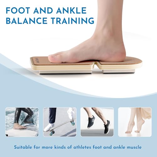 Cork Ankle Balance Board & Foot Strengthener | Extra Wide Single Leg Slant Board, Plantar Fasciitis Relief, Achilles Support, 3-Way Axis, 16-Exercise Guide
