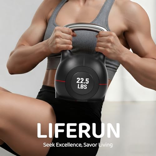 LIFERUN Adjustable Kettlebell Set with 7 Weight Levels, Choose 22.5 lb or 44 lb, Quick-Change Weight Dial & Safety Lock, Space-Saving Design, Full-Body Workout & Cross-Training