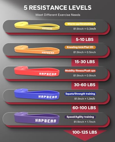 HAPBEAR Pull Up Assistance Bands - Pull Up Bands - Resistance Bands - Exercise Bands Resistance Bands Set - Workout Bands for Working Out, Stretching, Muscle Training