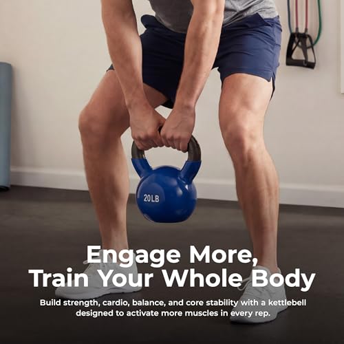 Sunny Health & Fitness Vinyl Coated Kettlebell for Strength Weight Training & Swinging Exercise - In 5, 10, 15, 20, 25 Pound - style: 20 Pound