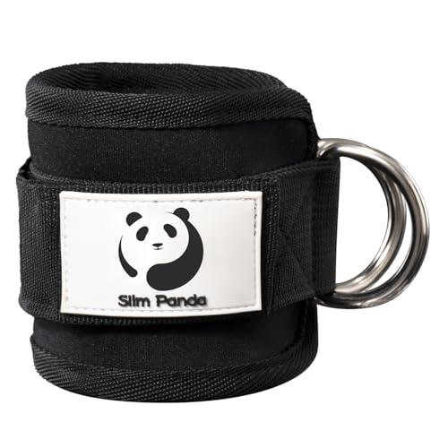 Slim Panda Ankle Strap for Cable Machine,Ankle Cuff for Kickbacks, Booty Hip Abductors,Glute Workouts, Leg Extensions, Curls for Men and Women, Adjustable with Double D-Rings - color: Black, style: Single