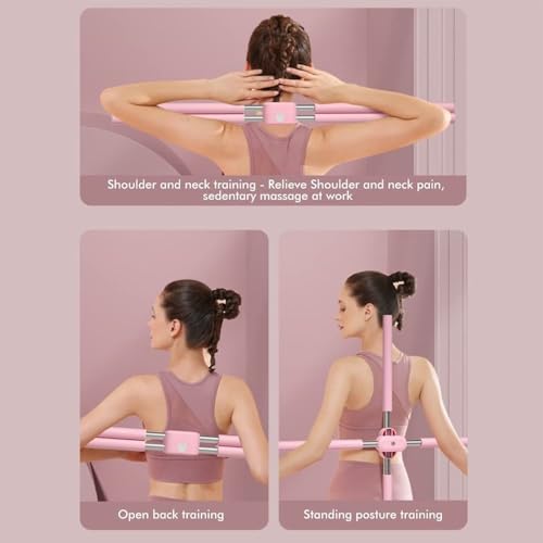 Yoga Sticks Stretching Tool,Stainless Steel Adjustable Humpback Correction Training Stick Yoga Body Stick Posture Correction Exercise Sticks Fitness Equipment (Grey)
