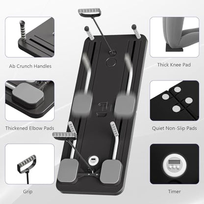 Pilates Board - Pilates Reformer Set, Multi-Purpose Foldable Pilates Reformer Board for Home, 5 in 1 Pilates Sliding Board