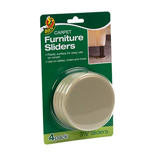 Duck Brand Plastic Carpet Furniture Sliders, 3.5 inch Width, Round, 4 Pack, Brown (284857) - size: 3-1/2 in. diameter / 4-pack, style: For Carpet
