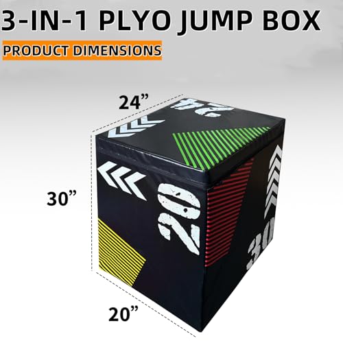 Plyometric Jump Box, 3 in 1 Soft Plyo Box Plyo Jumping Exercise Box for Home Gym