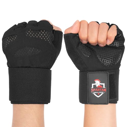 Spartan Gym Gloves for Men & Women – Weight Lifting Gloves with Wrist Support, Full Palm Protection, Breathable Non-Slip Grip for Weightlifting, Workout, Training, Fitness, Crossfit, Exercise - size: Medium