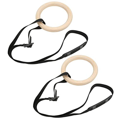 Gymnastic Rings – Pair Wood Calisthenics Rings with -Duty Buckle Straps, 330 lbs Capacity, Fit for Home Gym, Pull-Up & Bodyweight Training