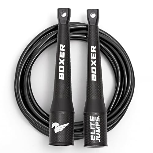 Boxer Jump Rope for Fitness and Cardio Training - Professionally Designed Full Body Workout boxing jump rope - Tangle Free 5mm PVC Jump Rope Cord - Ideal for Slim Body Aerobic Exercise - color: Black