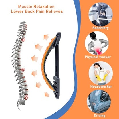 Back Stretcher for Lower Back Pain Relief - 4 Level Adjustable Spine Decompression & Cracking Device, Lumbar Support for Sciatica, Scoliosis and Posture Correction (Orange)