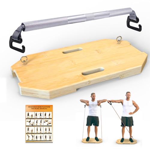 J Bryant Bamboo Resistance Band Workout Platform - Complete Set with Tube Bands, Handles, Bar & Loop Hooks for Full-Body Strength, Rehab, Mobility & Functional Training - style: Set B