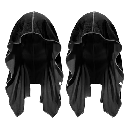 Sukeen Cooling Hoodie Towel, Cooling Towels for Neck and Face Quick Drying Absorbent, UV Protection Cooling Neck Wraps, Sport Workout Camping Cycling Cooling Towel - color: 2 Black