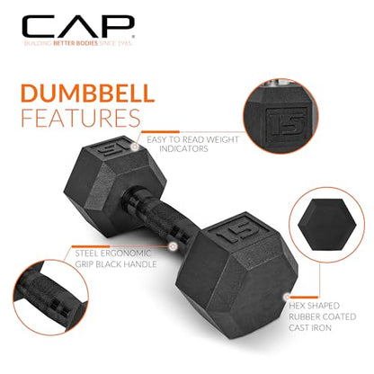 CAP Barbell 150 LB Coated Hex Dumbbell Weight Set with Vertical Rack | Multiple Options - color: Green Rack, style: Black Handle
