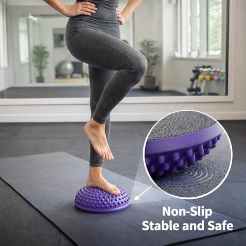 Foot Massage Ball, Inflatable Half Yoga Balls Massage Point Exercises Trainer Fitness for Kids Adults Sports Foot Massages