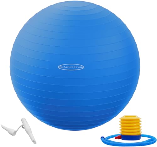 Fitvids Anti-Burst and Slip Resistant Exercise Ball Yoga Ball Fitness Ball Birthing Ball with Quick Pump - color: Blue, size: L(23-26in/58-65cm)