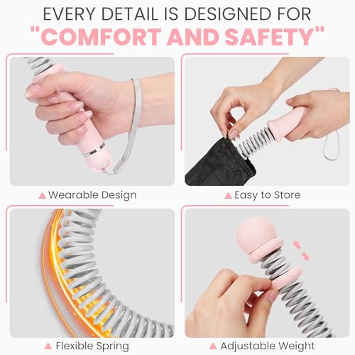Ropeless Battle Ropes Adjustable Weight, Cordless Battle Ropes for Home Gym, Portable Weighted Ropeless with 2 Removable Weight Rings for Men Women Fitness(Pink 2PCS)