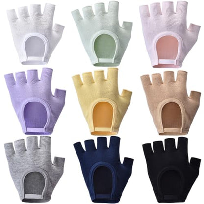 Non-Slip Fingerless Yoga Gloves – Ideal for Pilates, Barre, Air Yoga, and Fitness Workouts – Breathable Fabric with Enhanced Grip for Stability