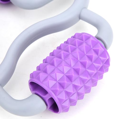 Wheels Muscle Roller, 10in Clamp Leg Massager Handheld 360 Degree All Surrounded Massage Relax Calf Yoga Fitness Equipment for Leg Arm Muscle (Purple Leg Massager)