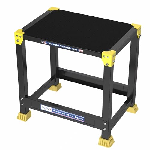 GanFindX Steel Plyo Box, 17×13 Inch Surface Metal Plyometric Jumping Box - color: Black