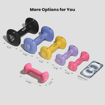 Sportneer Neoprene Dumbbells Set of 2, 2,3, 5, 8, 10lb Hand Weights for Women, Non-Slip Ergonomic Design, Anti-Roll Square Shape at home weights for women