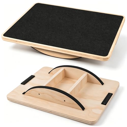 Wooden Wobble Balance Board, Anti-Slip Rocker Board for Core Strength and Balance Training, 350LBS Capacity for Home Gym Office