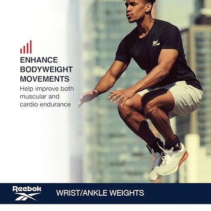 Reebok Wrist and Ankle Weights, Wearable Weights for Intensifying Workout, Durable Polyester & Spandex Ankle & Wrist Weights, Home Workout Essentials & Gym Accessories for Women & Men - size: 1 Lbs