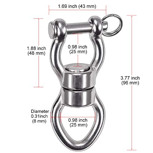 SELEWARE Silent Bearing Swing Swivel, 360° Rotational Device Hanging Accessory with Removeable Buckle for Tree Swing, Hammock Chair, Climbing Rope, Yoga, Kids Swing Swivel 1200LB Capacity - color: Swivel (D) Only