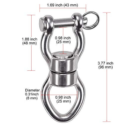 SELEWARE Silent Bearing Swing Swivel, 360° Rotational Device Hanging Accessory with Removeable Buckle for Tree Swing, Hammock Chair, Climbing Rope, Yoga, Kids Swing Swivel 1200LB Capacity - color: Swivel (D) Only