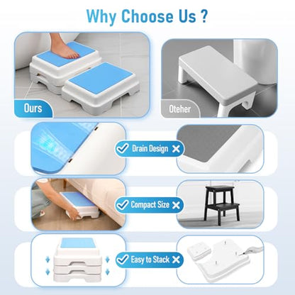 Wefaner Bath Shower Step,Stackable Bathtub Non Slip Safety Step Stool
