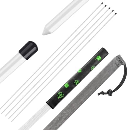 FINGER TEN Golf Alignment Sticks 43 Inch 5 Pack with Leather Stick Cover, Training Rods for Swing Alignment, Stance Setup, Accurate Aiming & Effective Golf Practice - color: 5 Pack in White