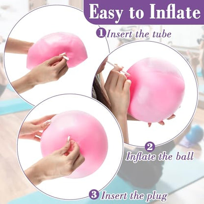 RAINFLOW 3 PCS Small Exercise Ball - 9 Inch Pilates Ball Small Yoga Ball for Stability, Physical Therapy, Fitness, Core Strength and Stretching at Home Gym Office with Inflation Straw