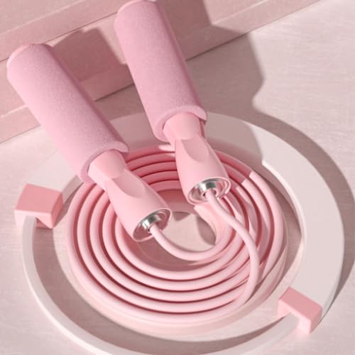 9.8 feet Adjustable Tangle-Free jumping rope exercise fitness home adult professional fat burning for fitness and weight loss - color: pink