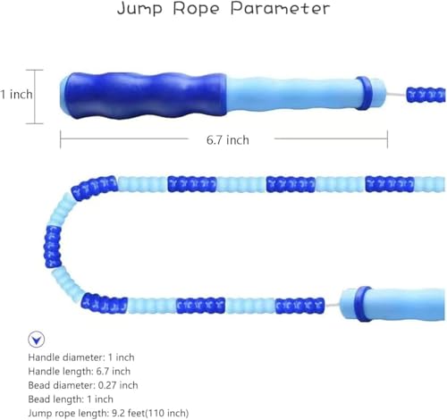 Jump Rope for Kids Girls and Boys, Soft Beaded Jump Ropes, Adjustable Skipping Rope, Tangle-Free Segmented Rope for Kid and Women Men Adults Exercise, Keeping Fit, Training - 9.2Ft - color: Pink&Blue&Purple