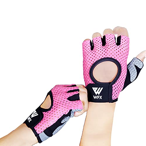 WESTWOOD FOX Weight Lifting Gloves for Men Women Gym Gloves with Wrist Wrap Support for Workout Training Exercise Fitness Hanging, Pull ups for Dumbbell, Cycling - color: Pink without strap, size: Medium