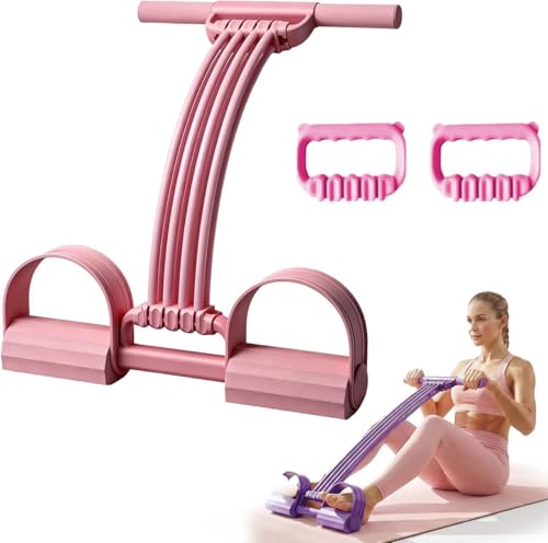 Upgrade Pedal Resistance Bands with Handles, 2026 New Multifunction Tension Rope with 8 Tube Exercise Band, Home Gym Elastic Yoga Pedal Puller Stretch Bands for Full Body Workout, Yoga, Arm - color: Pink