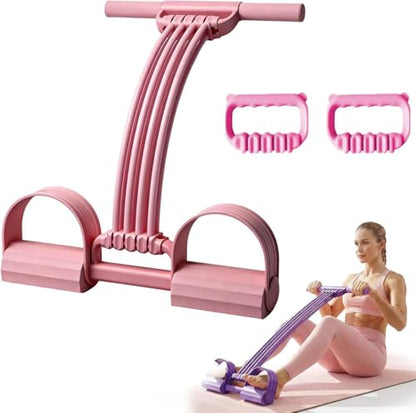 Upgrade Pedal Resistance Bands with Handles, 2026 New Multifunction Tension Rope with 8 Tube Exercise Band, Home Gym Elastic Yoga Pedal Puller Stretch Bands for Full Body Workout, Yoga, Arm - color: Pink