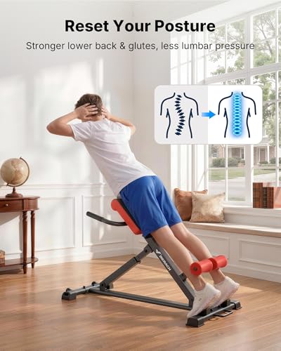 MERACH Roman Chair Back Extension, Adjustable Weight Bench, Home Gym Sit Up Bench for Glutes & Ab Workouts, Back Extension Machine, Hyperextension Roman Chair for Lower Back Pain Relief - size: Pro