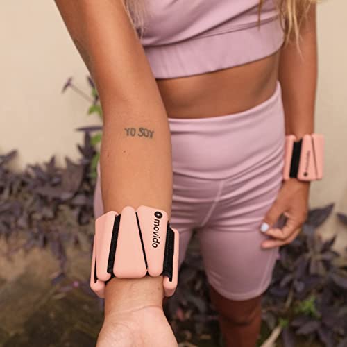 Movido Wrist and Ankle Weights | 1 lb each (2 per set) | Adjustable Workout Weights for Women and Men | Perfect for Yoga, Walking, Pilates, Hiking, Aerobics, Movement - color: Blush