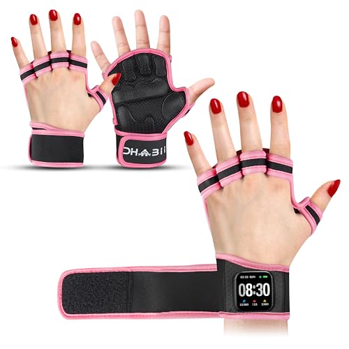Workout Gloves for Men & Women, Smartwatch Compatible Ventilated Gym Gloves with Wrist Wrap Support, Breathable Weight Lifting Gloves for Fitness, Training & Cycling with Excellent Grip - color: Pink, size: Small