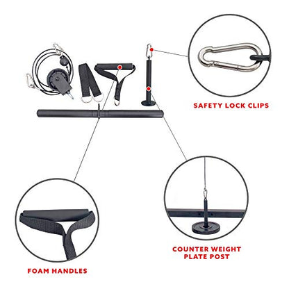 Sunny Health & Fitness Power Cage Squat Rack Upgrade Attachments, Dip Bar, Plate Bar Holder, Belt Squat, J Hook, Lat, Adapter, U Ring, Pull Up Bar, Landmine, Captain's Chair, Tricep Rope For Home Gym - style: LAT Pull Down