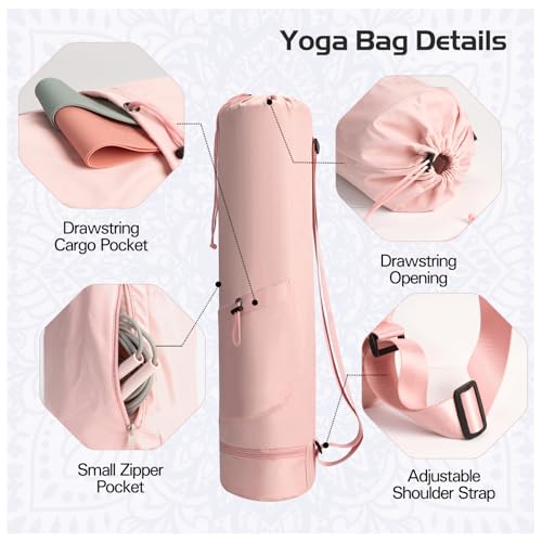 Yoga Mat Bag, Yoga Bag with Adjustable Strap and Pockets for Women & Men, Lightweight Carrier for Yoga, Workout, Outdoor Use