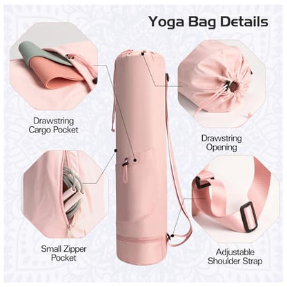 Yoga Mat Bag, Yoga Bag with Adjustable Strap and Pockets for Women & Men, Lightweight Carrier for Yoga, Workout, Outdoor Use