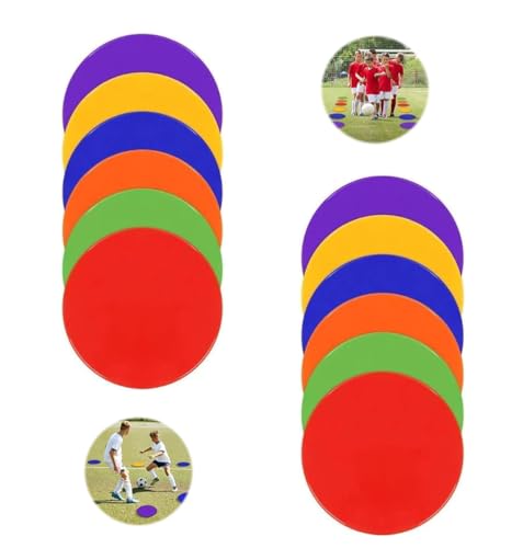 8 Inch Poly Vinyl Spot Markers, 12 Pcs | Non Slip Rubber, Agility Markers, Flat Field Cones Floor Dots, For Exercise Drills, Sports, Speed Agility Training